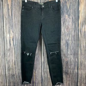 Free People Black Skinny Raw Hem Ankle Jeans- Size 28